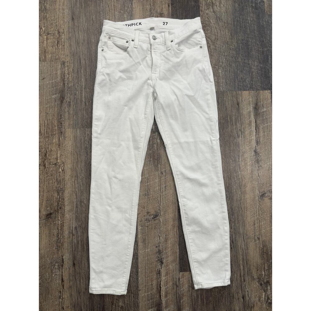 J.Crew 8" Toothpick Skinny Jeans White Denim Size 27 Ankle Inseam 28"